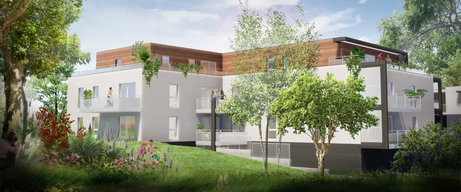 Vue 3D de la résidence La Roselle - Batiment A à Waldighoffen - Une réalisation Atik