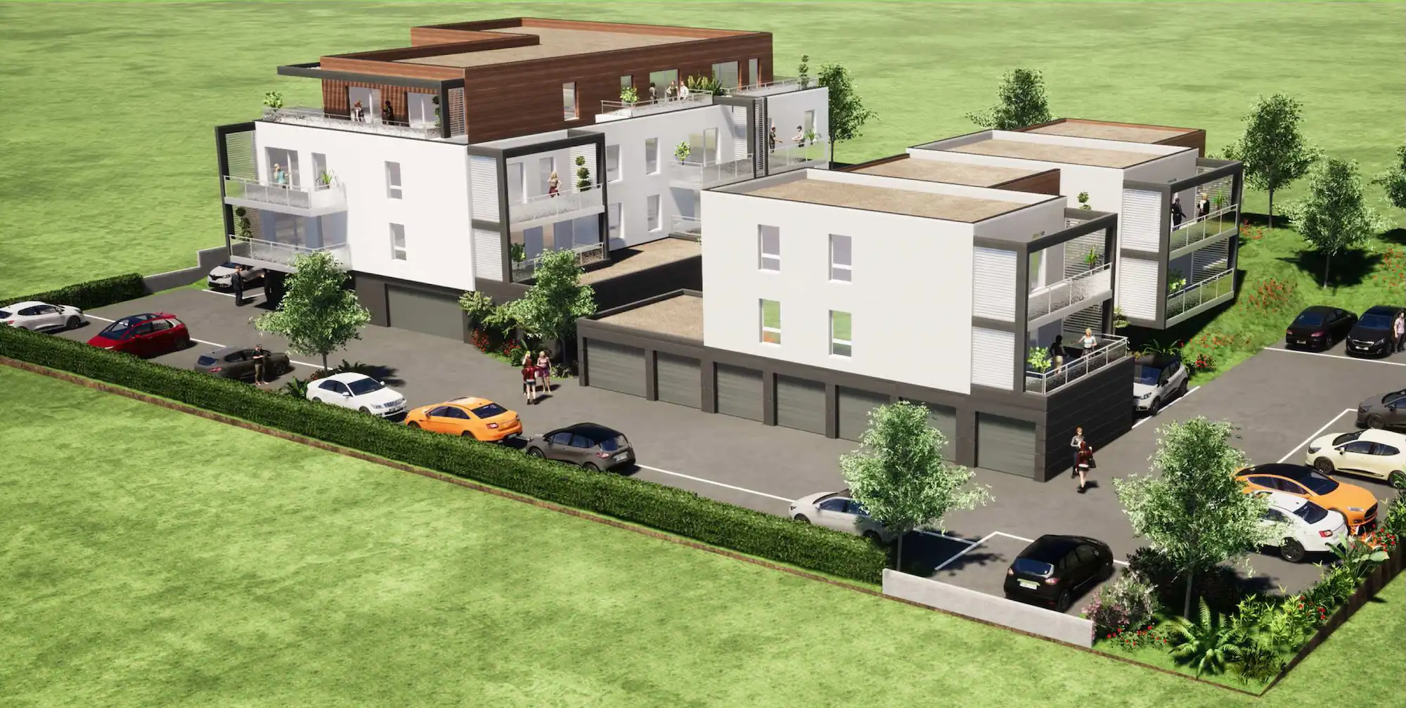 Vue 3D de la résidence La Roselle - Batiment A à Waldighoffen - Une réalisation Atik