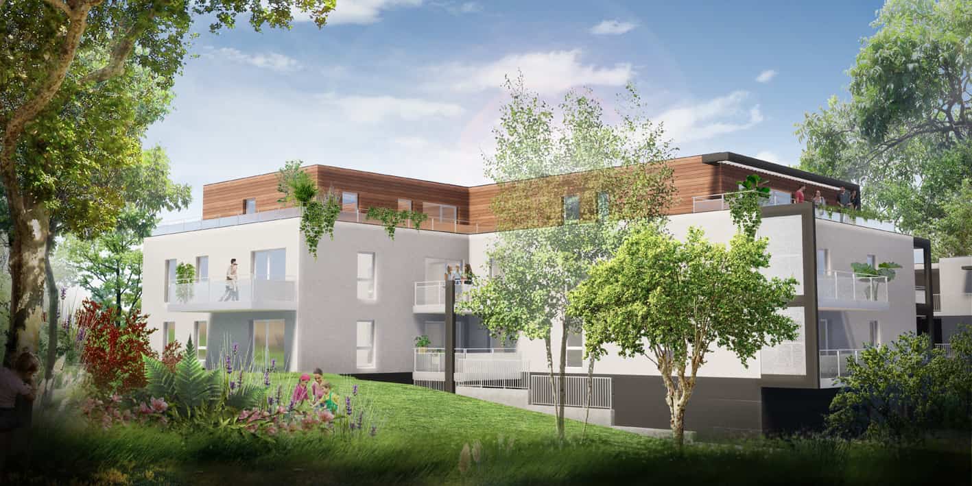 Vue 3D de la résidence La Roselle - Batiment A à Waldighoffen - Une réalisation Atik
